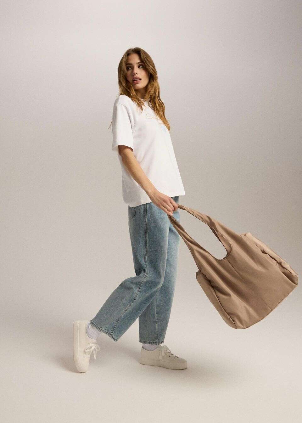 Duża beżowa torba shopper