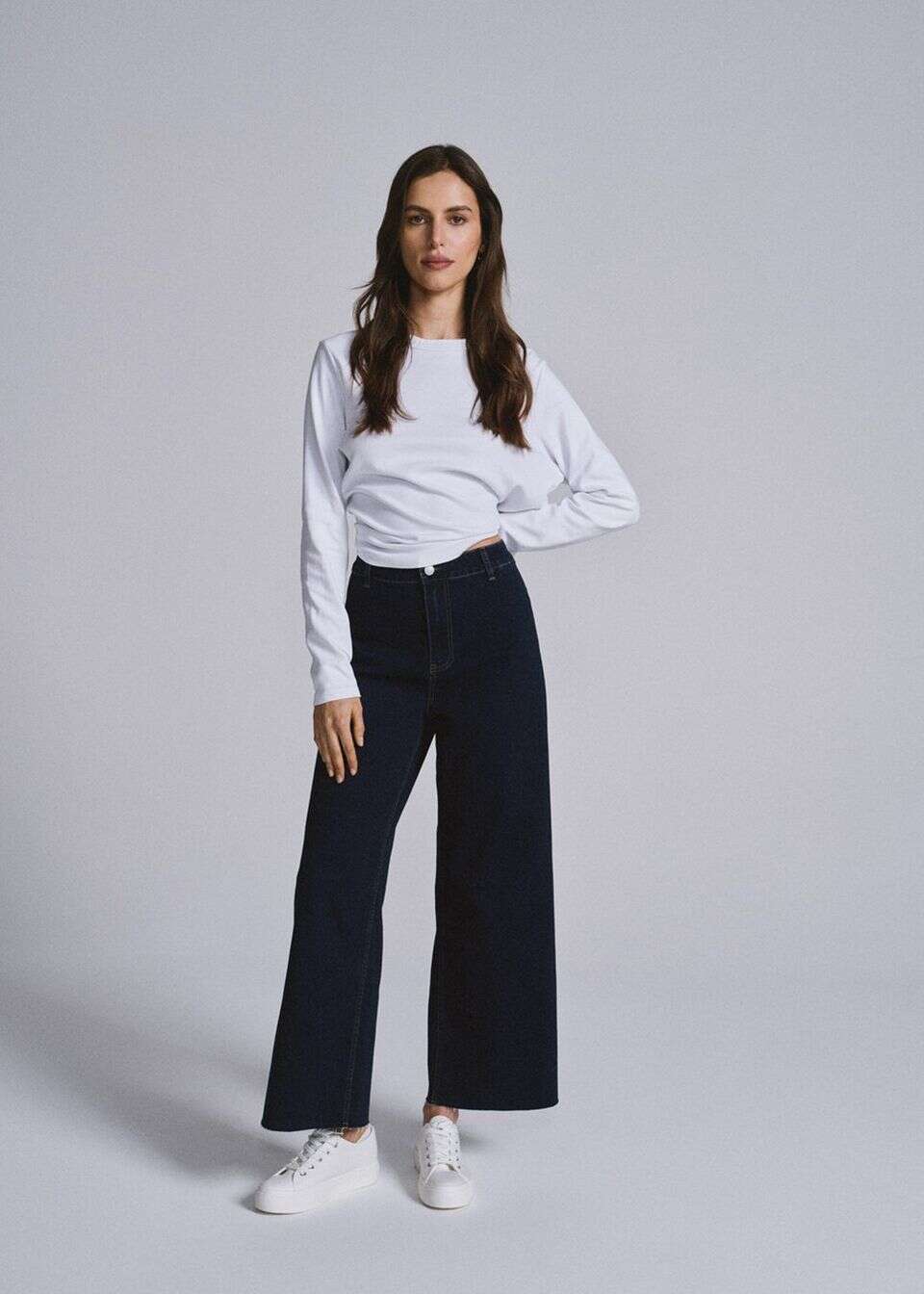 Jeansy wide leg z wysokim stanem