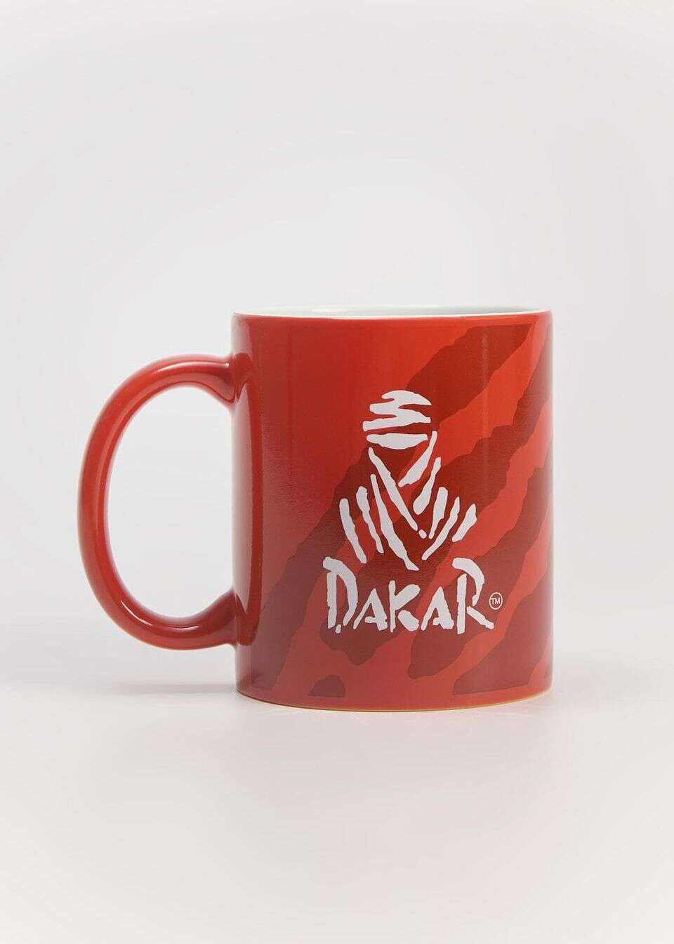Stylowy kubek Dakar w kolorze czerwonym z dynamicznym wzorem