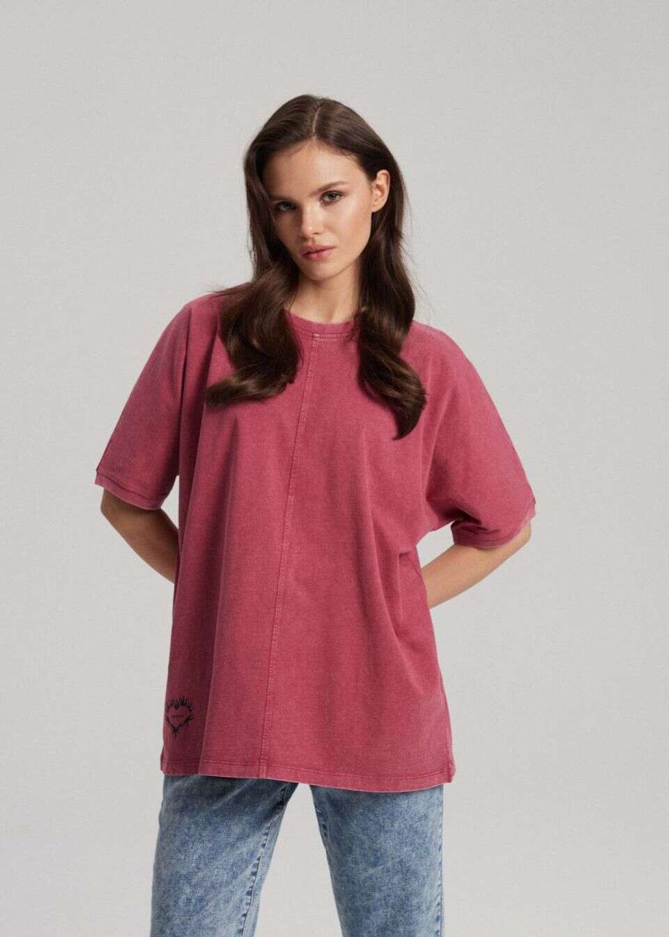 Luźny T-shirt bawełniany